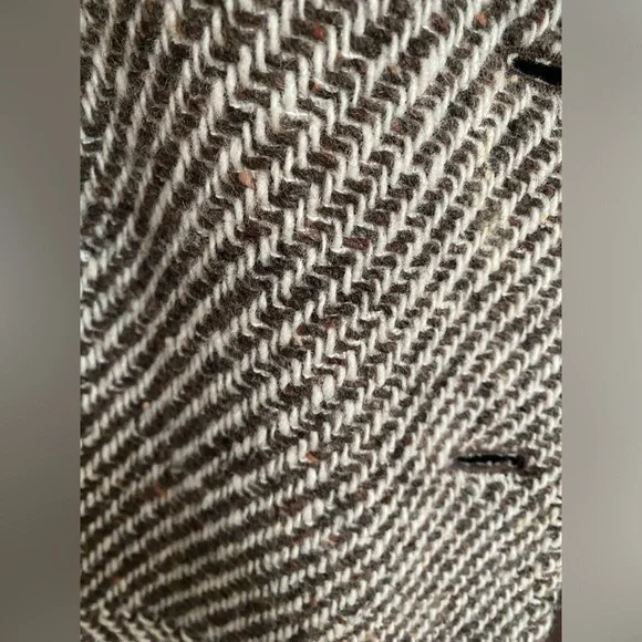 LOFT Herringbone Trench Coat with Faux Fur Collar - Picture 2 of 6